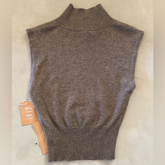 NWT Reformation Arco Cashmere sleeveless turtleneck sweater in Cocoa size XS - Picture 10 of 13